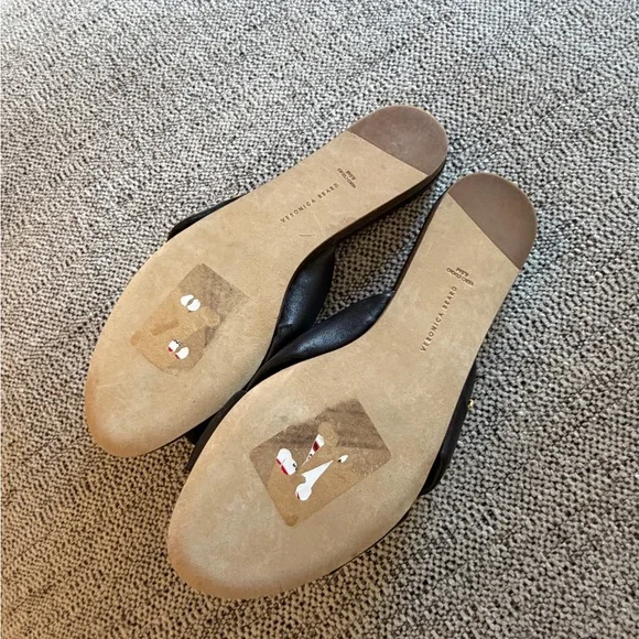 Veronica Beard Salton knot-front black leather slide sandal size 8.5 NEW - Picture 8 of 9